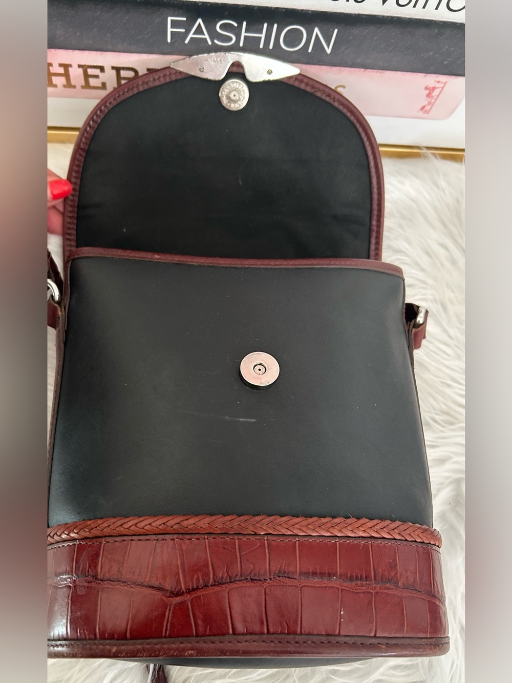 Brighton Brown Black Leather Crossbody Bucket Bag - Picture 12 of 13